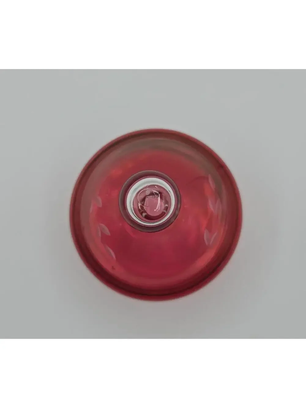 Vintage Cranberry Pink Art Glass Covered Trinket Jar Etched Floral Candy Dish